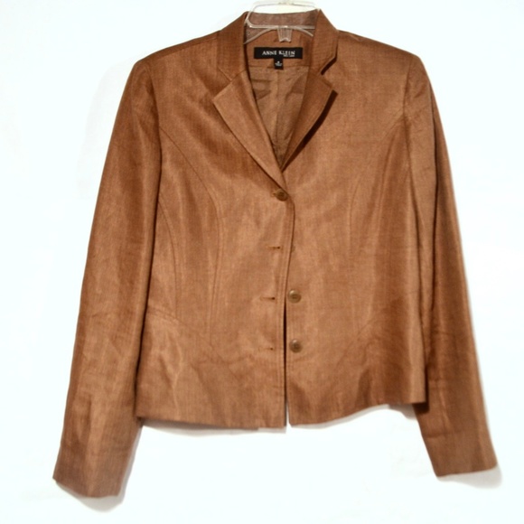 Anne Klein Jackets & Blazers - Anne Klein Linen Brown Jacket Blazer Size 8